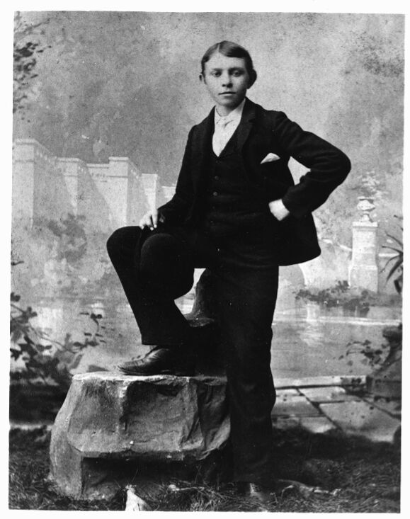 Portrait of Carl Sandburg as a Young Man with his foot on a rock (1893)