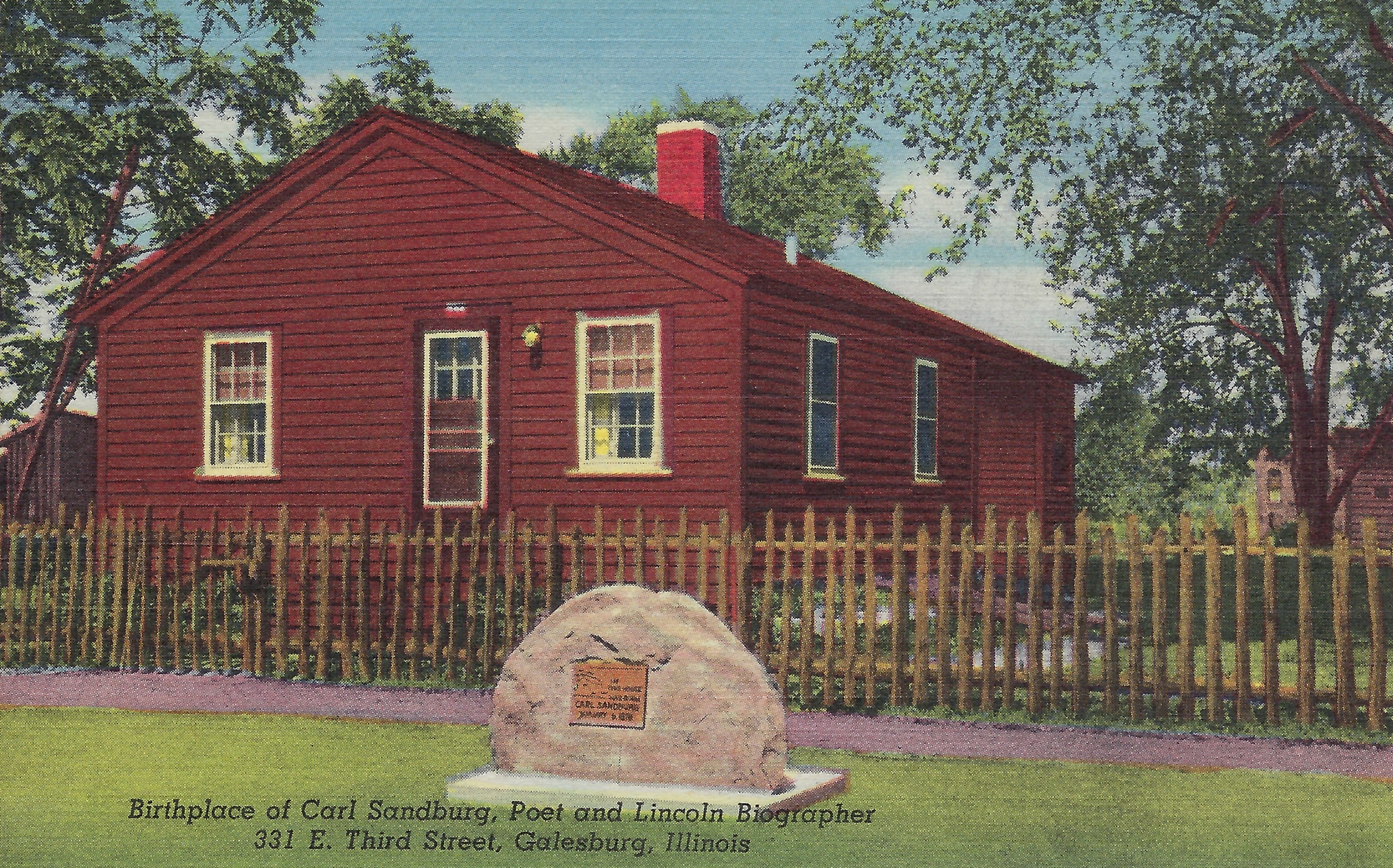 Carl Sandburg Birthplace Cottage, ca 1950, shortly after acquisition and period refurnishing by Adda George and Juanita Bednar.