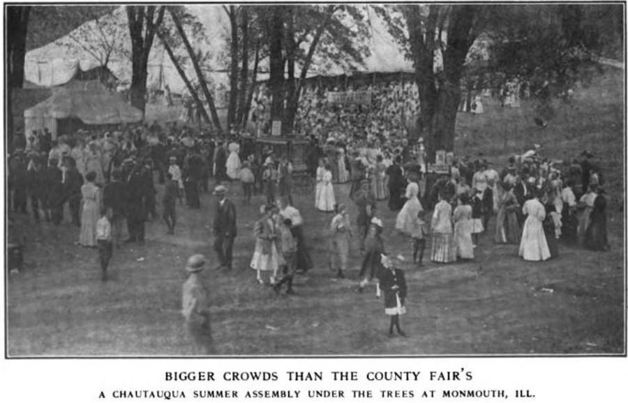 Bigger Crowds than the County Fairs - A Chautauqua Summer Assembly Under the Trees at Monmouth, Illinois.