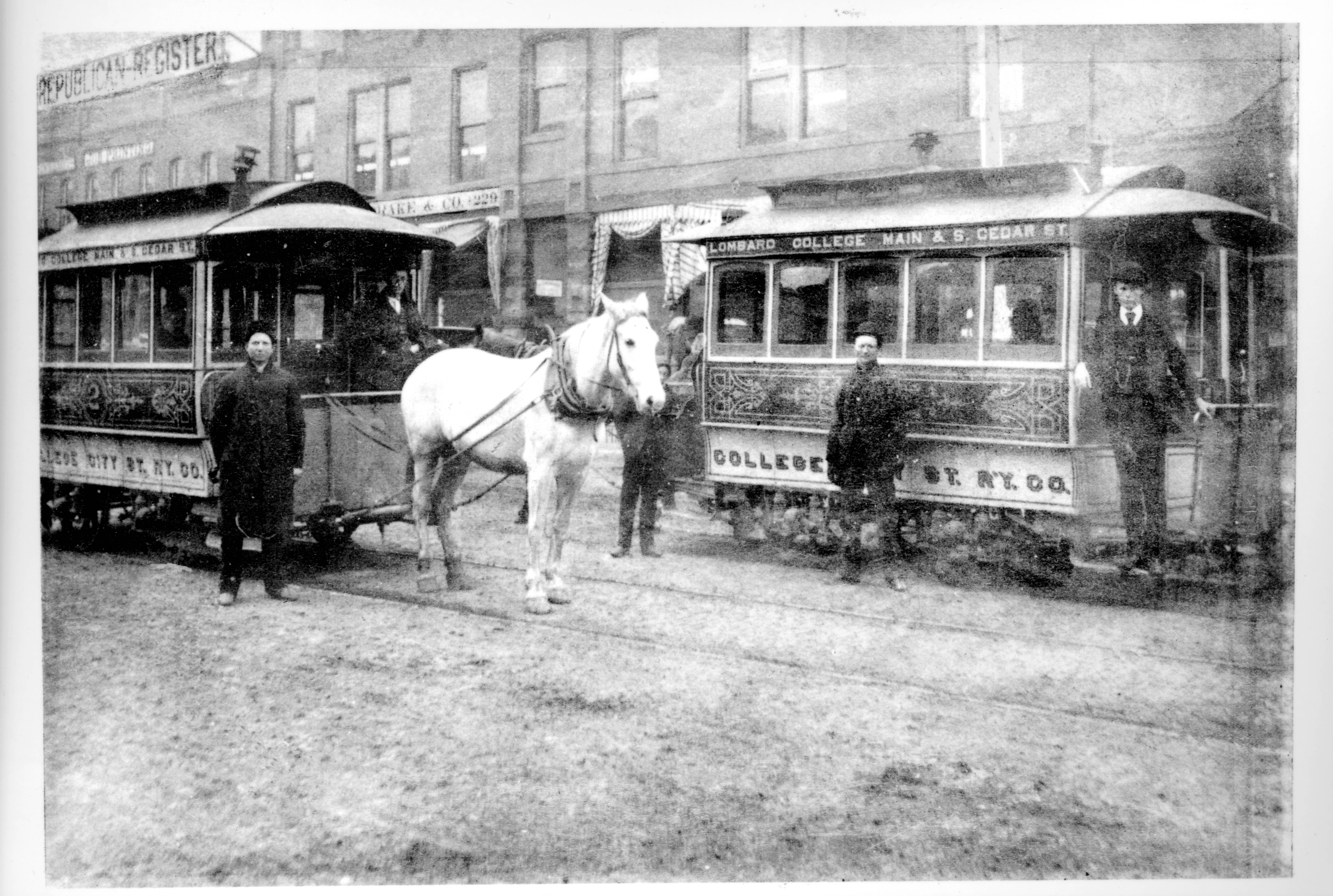 Horse-drawn Streetcars - Courtesy of Galeburg Public Library