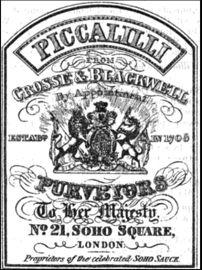 Crosse & Blackwell's Piccalilli Relish, 1867 