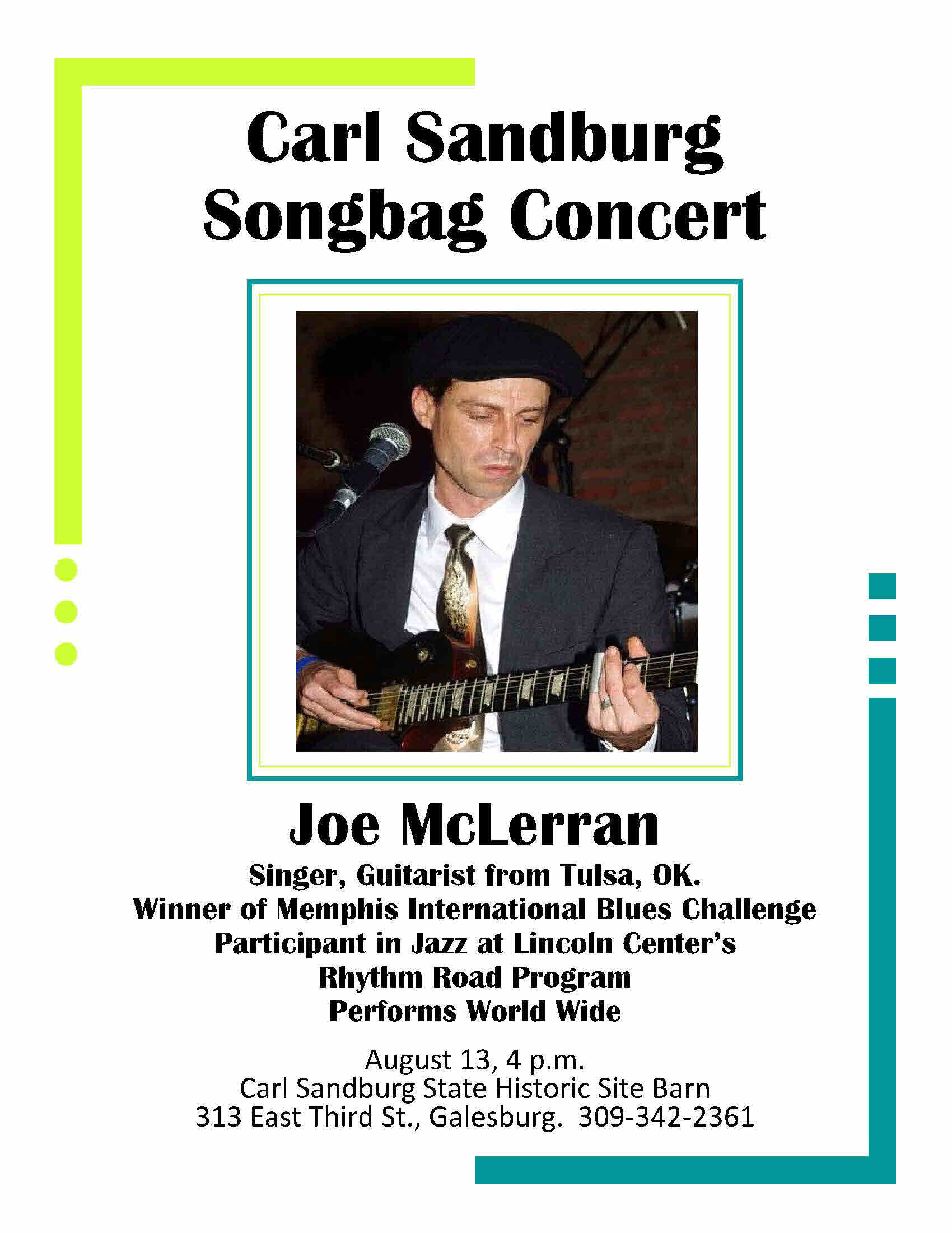 Songbag Concert, Joe McLerran - 13 Aug 2017, 4-6pm