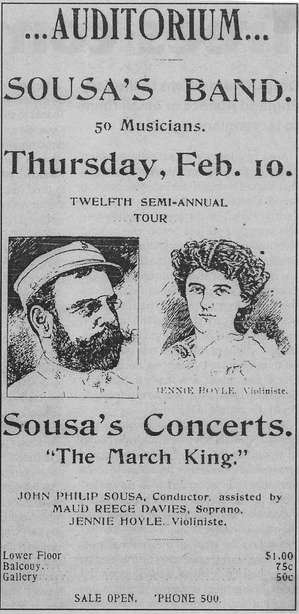 Sousa's Band Concert, February 10, 1898, Galesburg, IL