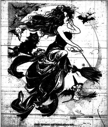 "Spirit of Halloween" - C.E. Tolls, Illustrator - Galesburg Dail Mail, 1892-Nov-1