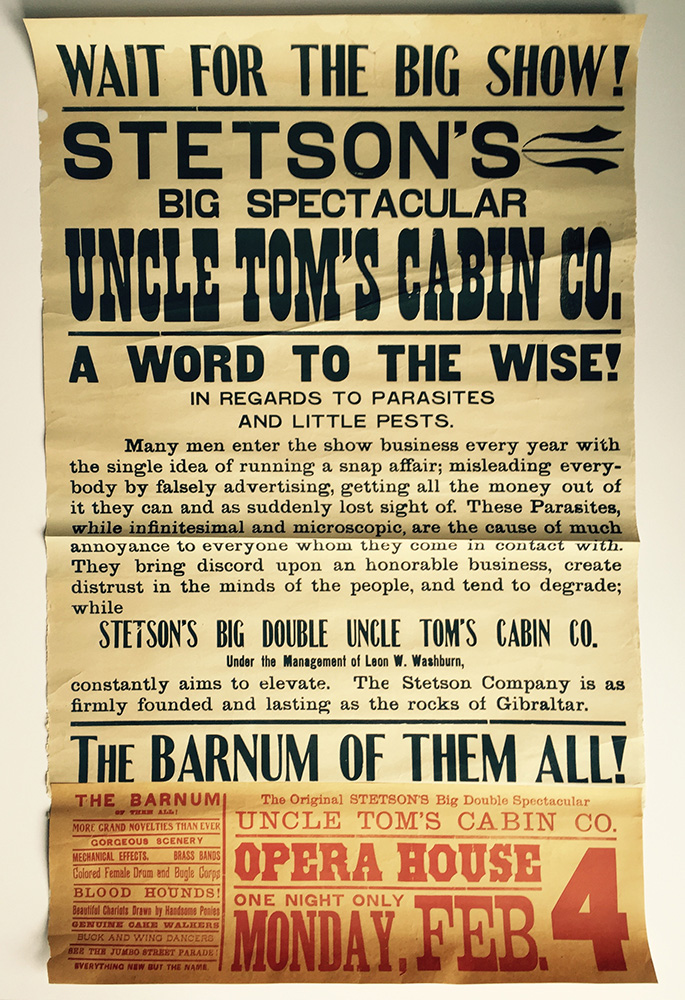Stetson Company Poster - Uncle Tom's Cabin, ca. 1895.