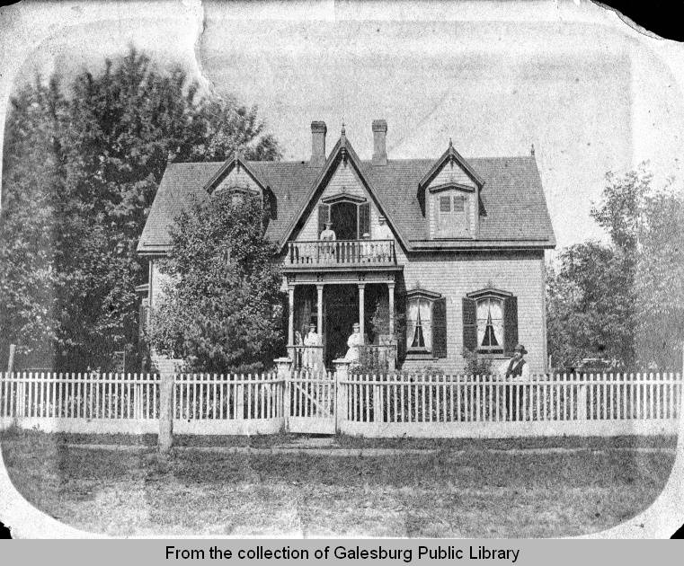 The back of the photograph states that the Stremmel home was at 246 S. Academy Street but the Galesburg City Directory places the house at 12 South Academy Street, Galesburg, Illinois.