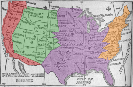 Standardized Time Zones, 1913