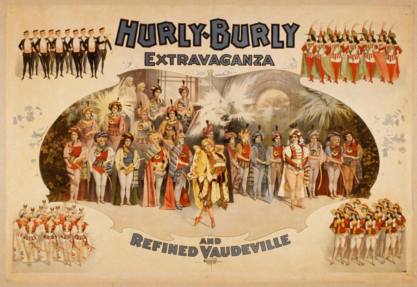 Poster for the Hurly-Burly Extravaganza and Refined Vaudeville, 1899.